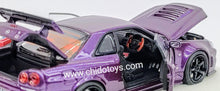 Cargar imagen en el visor de la galería, Auto a escala marca PGM*One model, Modelo Skyline GT-R R-34 Z Tune Midnight Purple
