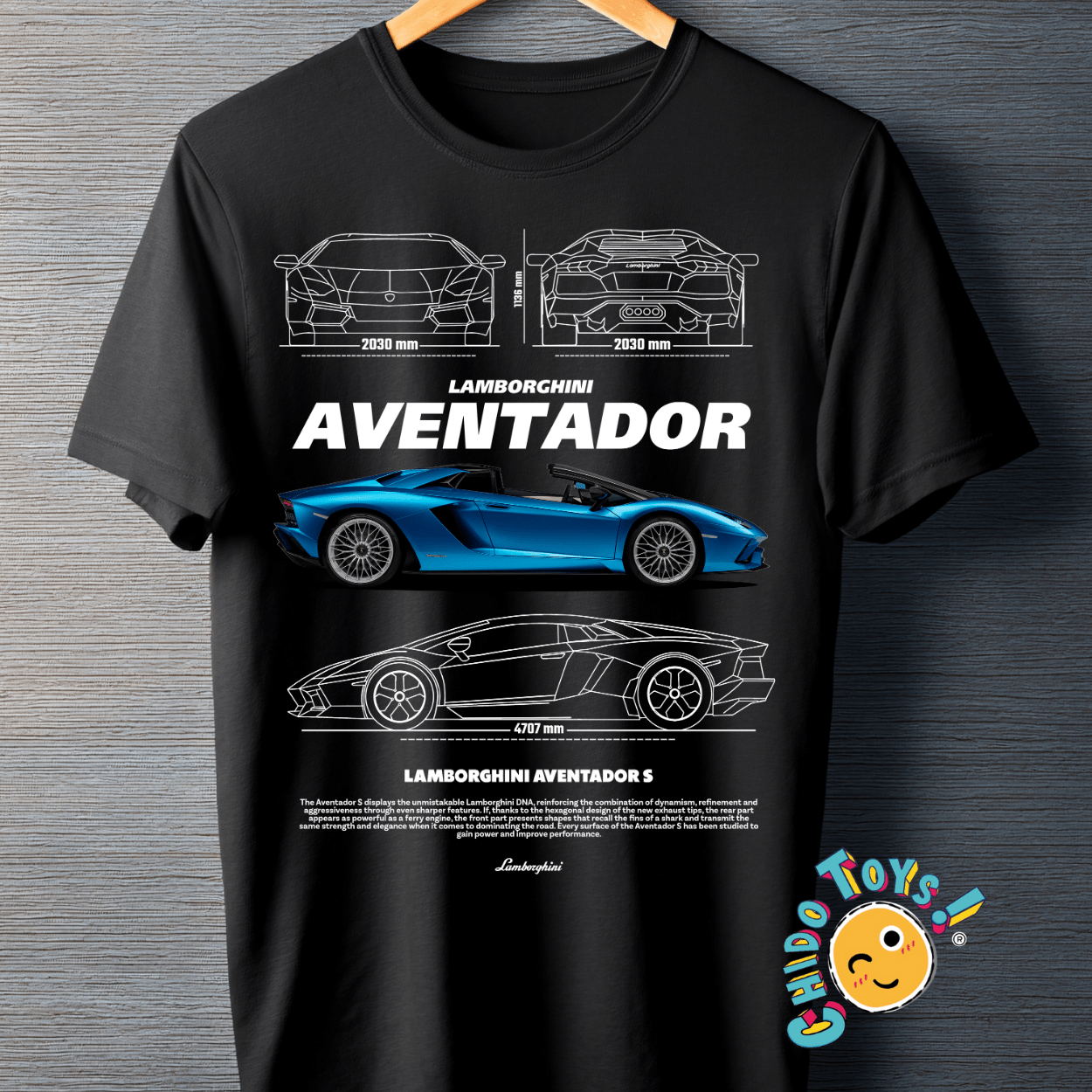 Playera Lamborghini Aventador S – Diseño técnico automotriz - Chido Toys