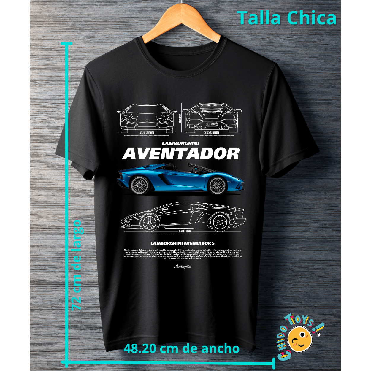 Playera Lamborghini Aventador S – Diseño técnico automotriz - Chido Toys
