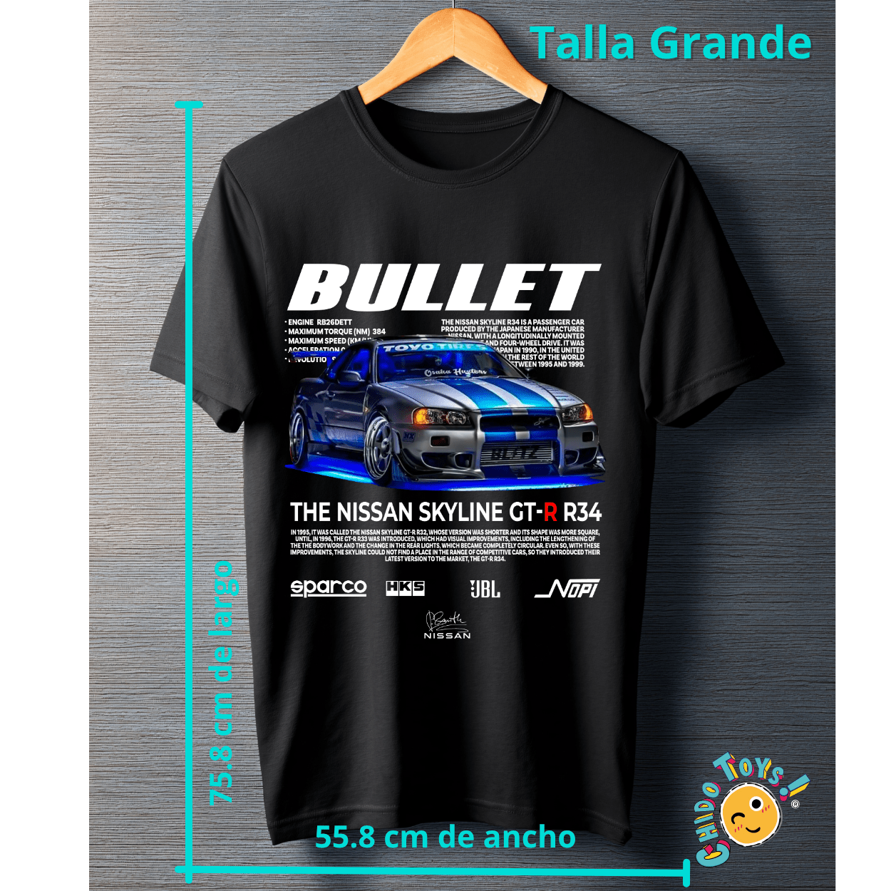 Playera Nissan Skyline GT - R R34 “Bullet” – Leyenda JDM - Chido Toys