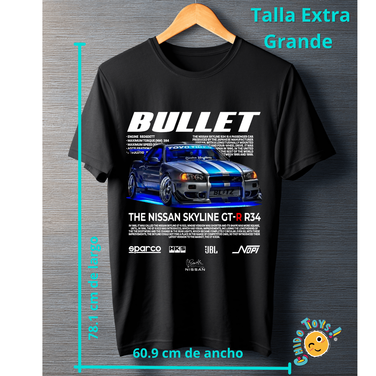 Playera Nissan Skyline GT - R R34 “Bullet” – Leyenda JDM - Chido Toys
