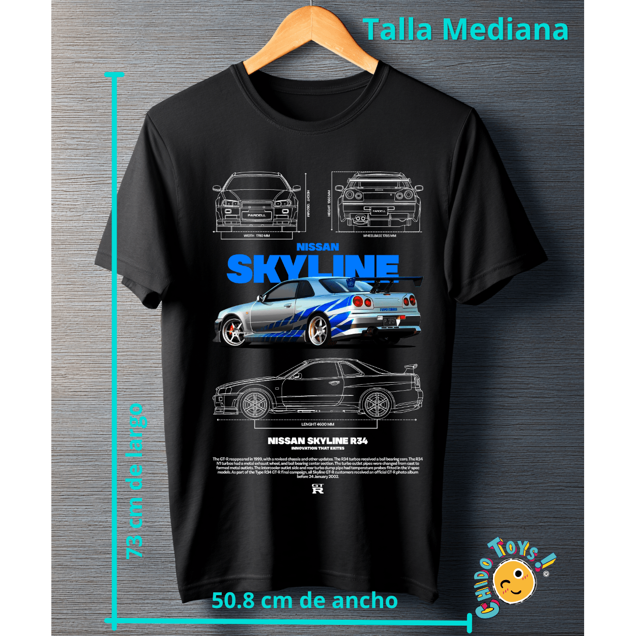 Playera Nissan Skyline R34 – Blueprint Edition - Chido Toys
