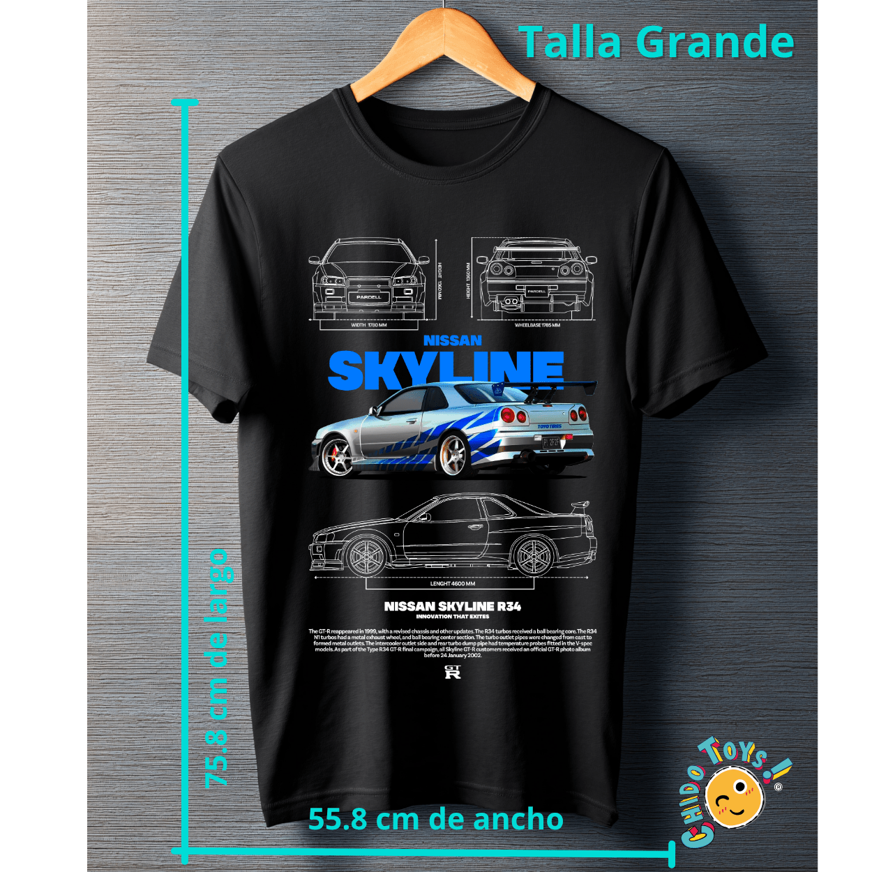 Playera Nissan Skyline R34 – Blueprint Edition - Chido Toys