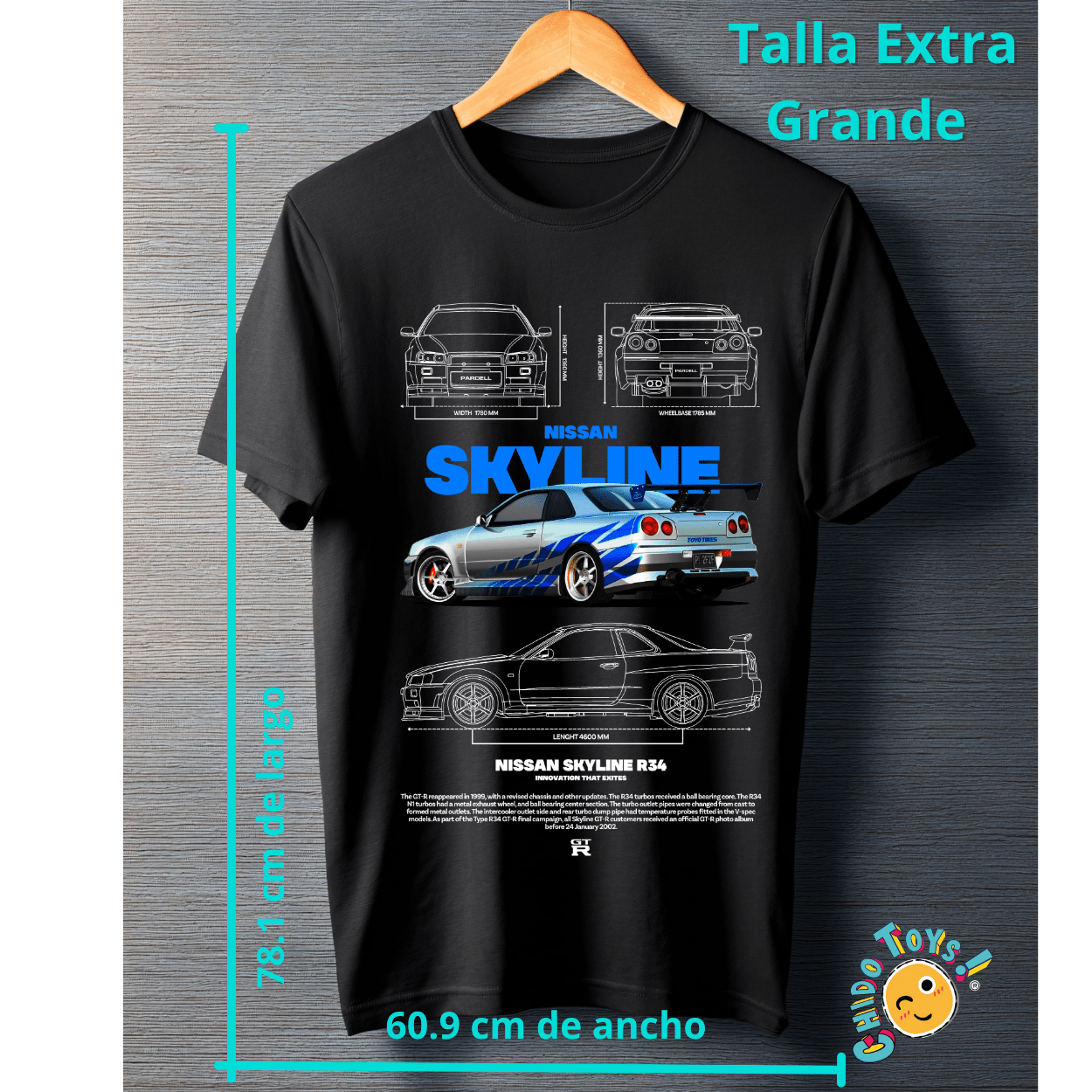Playera Nissan Skyline R34 – Blueprint Edition - Chido Toys