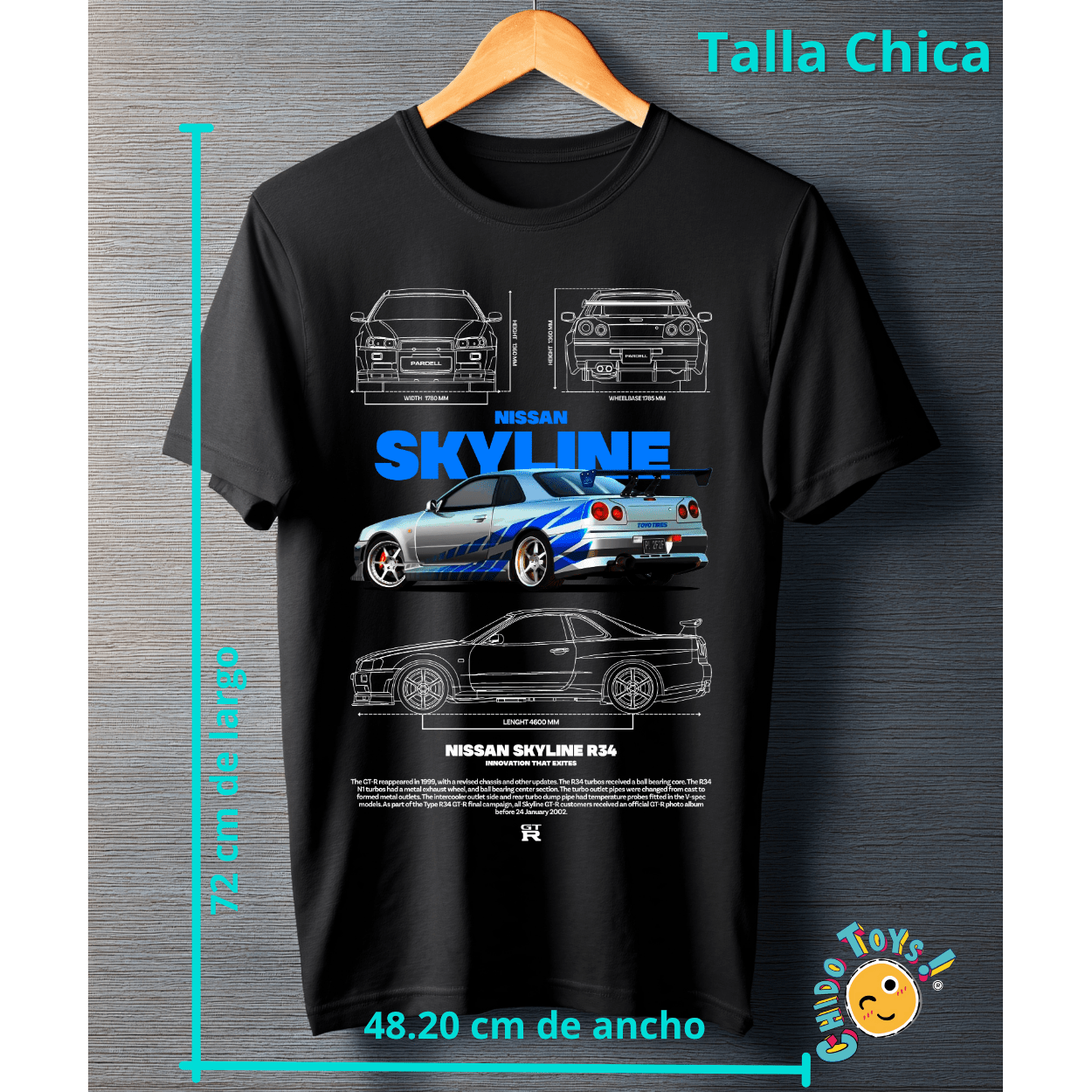 Playera Nissan Skyline R34 – Blueprint Edition - Chido Toys