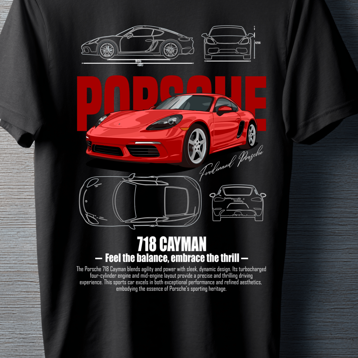 Playera Porsche 718 Cayman – Edición Automotriz - Chido Toys