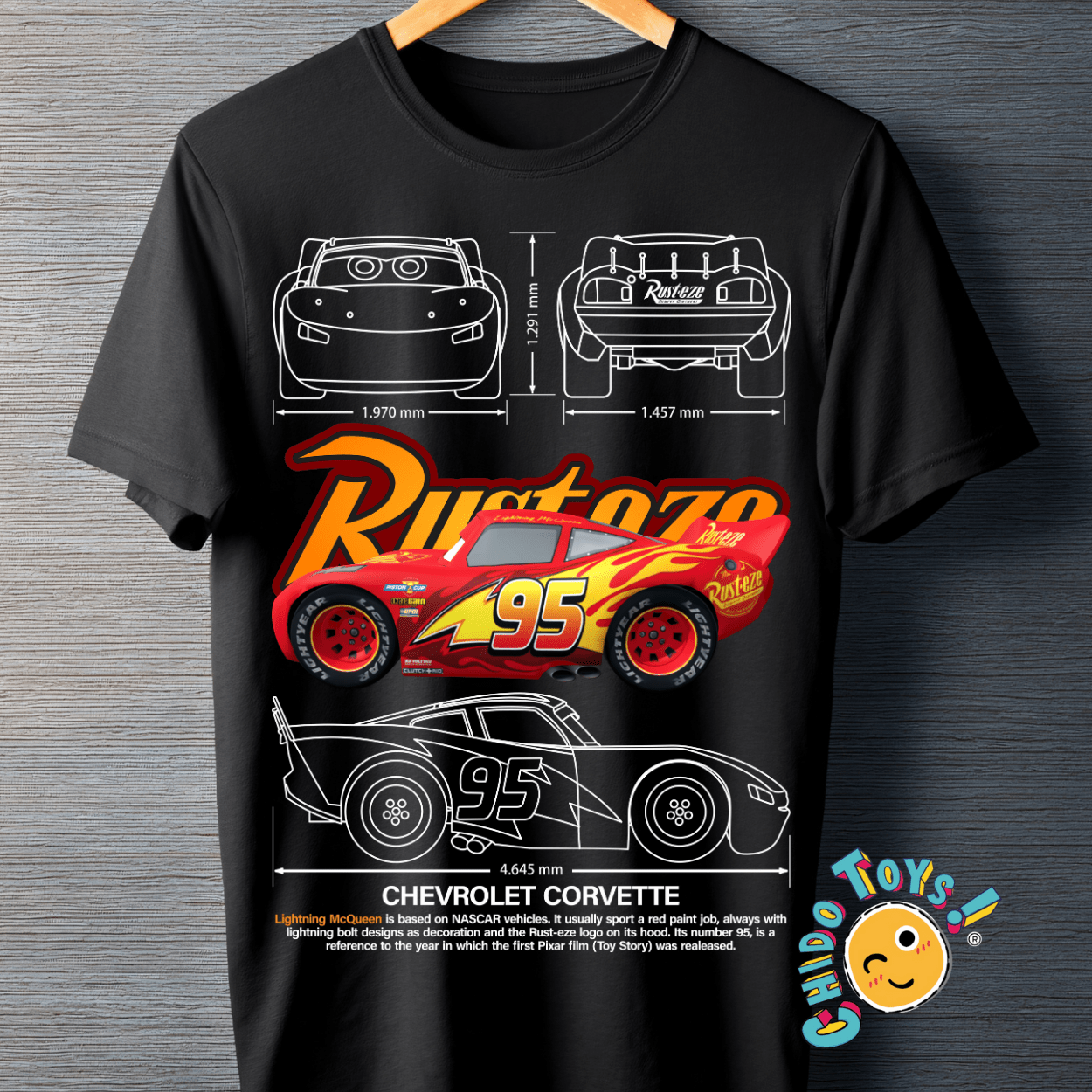 Playera Rayo Rust 95 – Diseño técnico automotriz - Chido Toys
