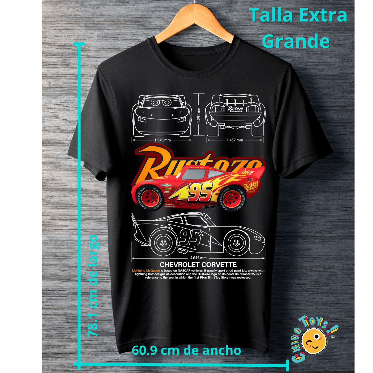 Playera Rayo Rust 95 – Diseño técnico automotriz - Chido Toys