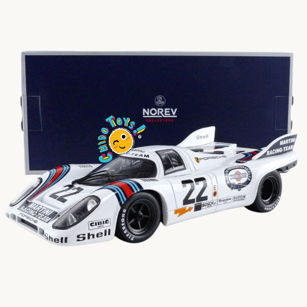Porsche 917K Martini Racing 22 Le Mans 1971 – Escala 1:18 Norev - Chido Toys