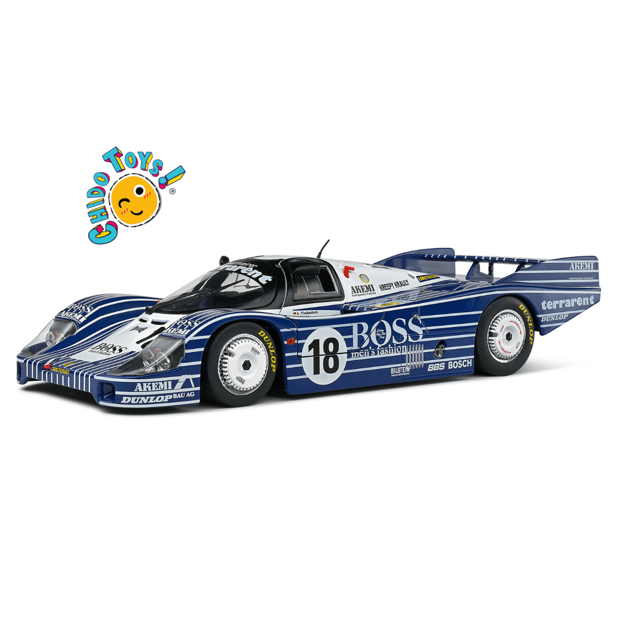 Porsche 956LH 18 BOSS – Escala 1:18 Solido - Chido Toys