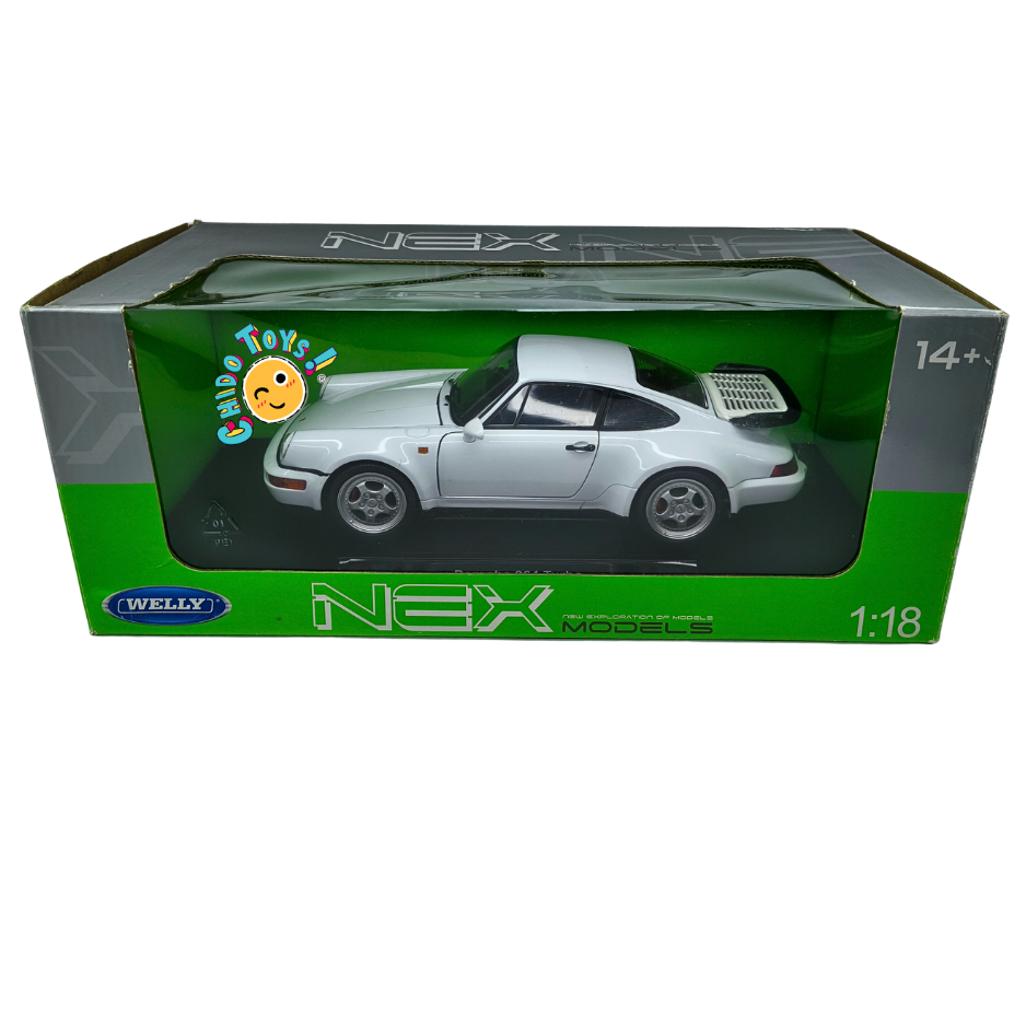 Welly Porsche 964 Turbo 1990 escala 1:18 color blanco con apertura total