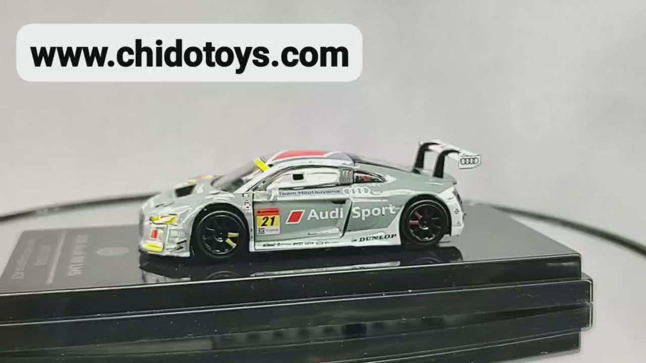Auto a escala Audi R8 LMS GT300 2017 Hitotsuyama #21 PARA64 1:64 con capelo y base