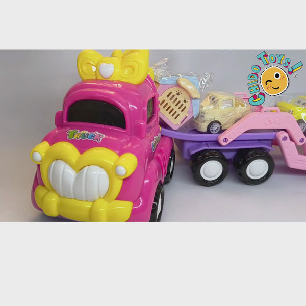 Cute Shape Toy, Truck Toy camión nodriza de 33 cm rosa con luces