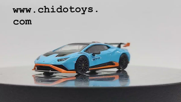 Auto a escala Marca Mini GT, Modelo Lamborghini Huracán STO Blu Laufey