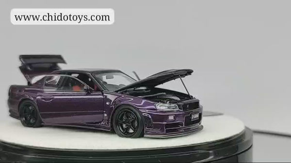 Auto a escala marca PGM*One model, Modelo Skyline GT-R R-34 Z Tune Midnight Purple