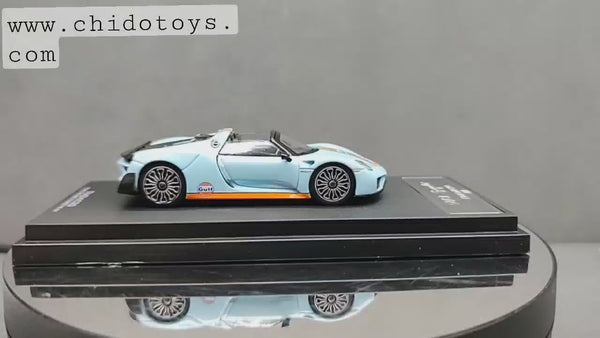 Time Micro Porsche 918 Spyder Gulf 1:64 con capelo y figurilla