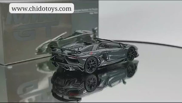 Mini GT Lamborghini Aventador SVJ Roadster 1:64 Grigio Telesto – MiJo Exclusive (Limited 1/4200)