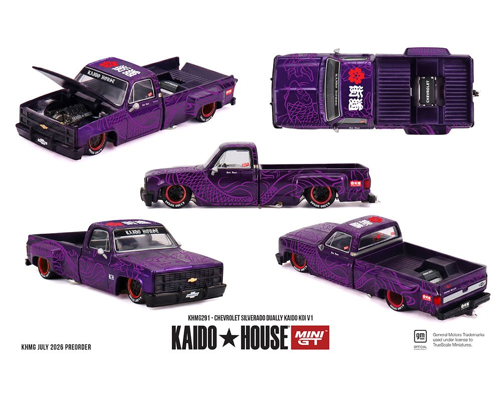 Próximo a llegar 🚗🔥 Kaido House x Mini GT 1:64 Chevrolet Silverado Dually KAIDO Koi V1 - Chido Toys