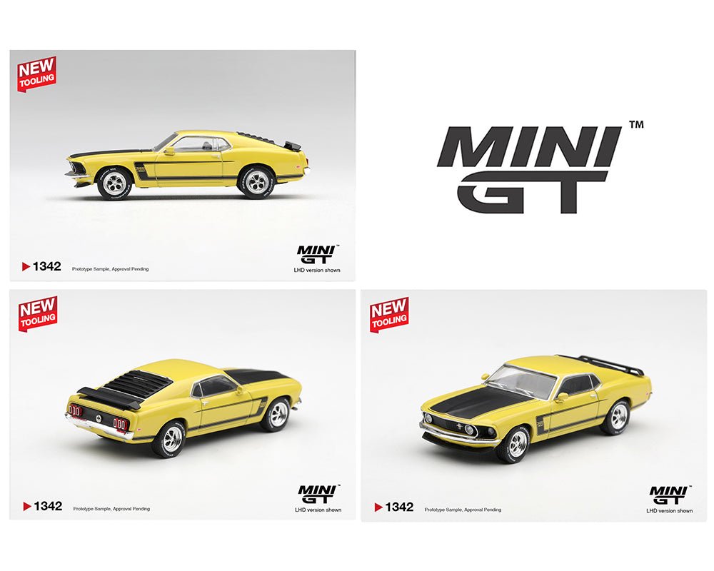 Próximo a llegar 🚗🔥 Mini GT 1:64 Ford Mustang Boss 302 1969 – Amarillo brillante – - Chido Toys