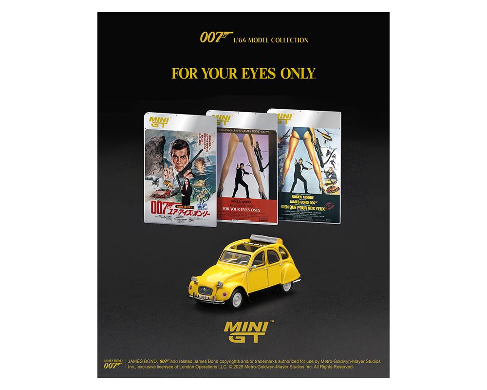 Próximo a llegar 🚗🔥 Mini GT 1:64 James Bond 007 Citroën 2CV “Solo para tus ojos” – Embalaje japonés - Chido Toys