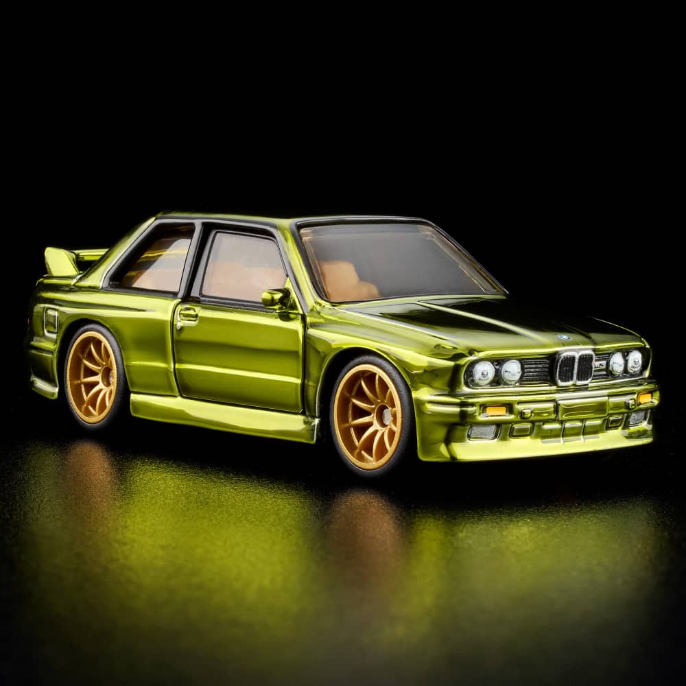 Hot Wheels RLC 1991 BMW M3 E30 1:64 Spectraflame Olive con capelo