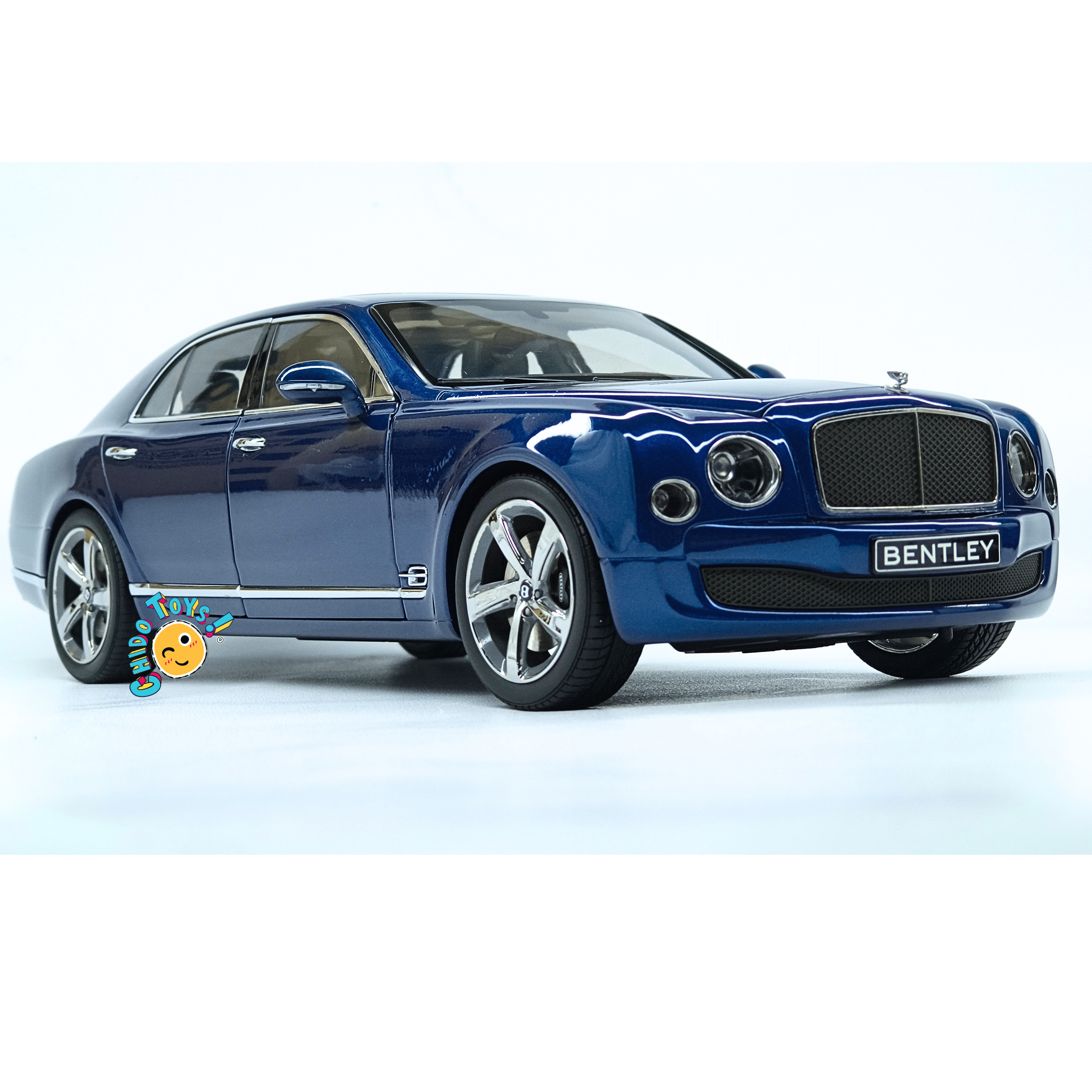 Raro, Kyosho Bentley Mulsanne Speed 2014 1:18 Marlin Blue Dealer Edition - Chido Toys