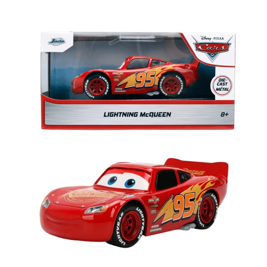 Jada Toys Lightning McQueen Cars 1:32 rojo, cuerpo diecast, número 95, decoración Rust-eze y llantas rodantes.