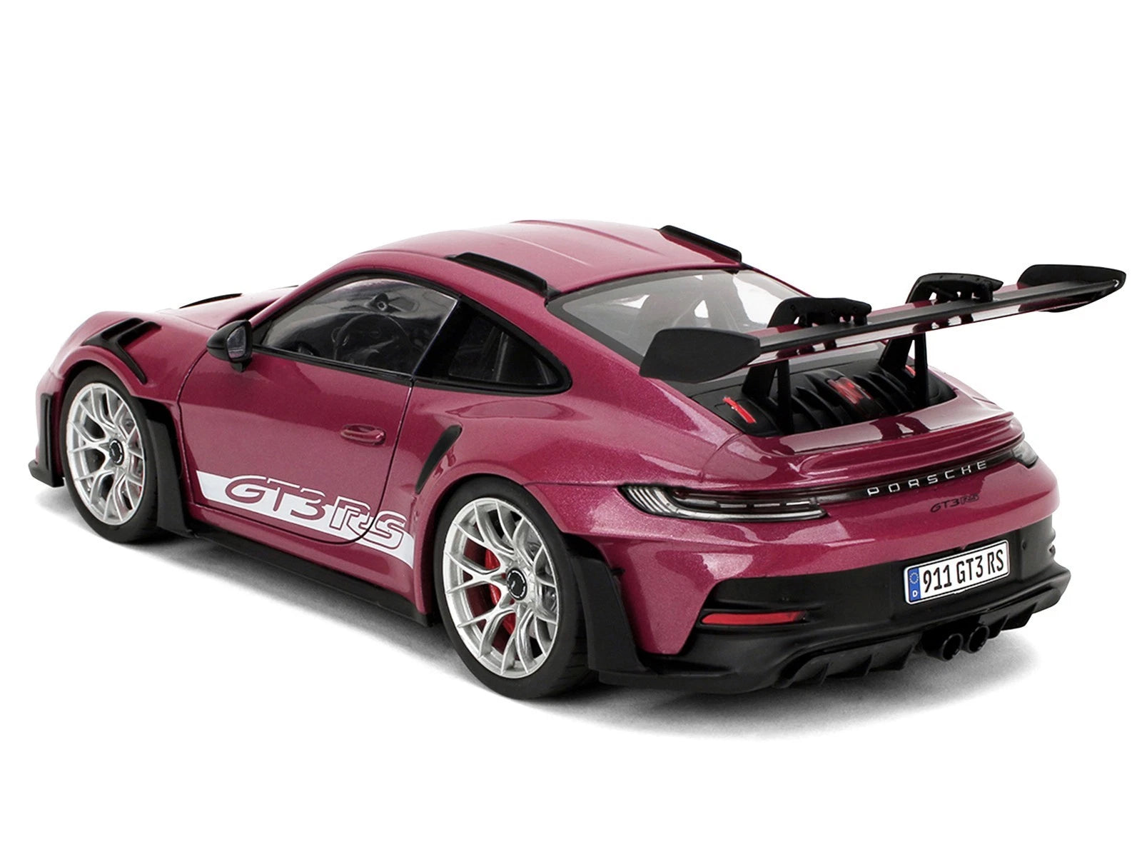 Jada Toys Porsche 911 GT3 RS Pink Slips 1:18 Metallic Cabernet con puertas abatibles