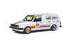 Solido Volkswagen Caddy MK1 Apple Computer Custom 1982 escala 1:18 blanca con puertas funcionales, llantas de goma y gráficos retro.