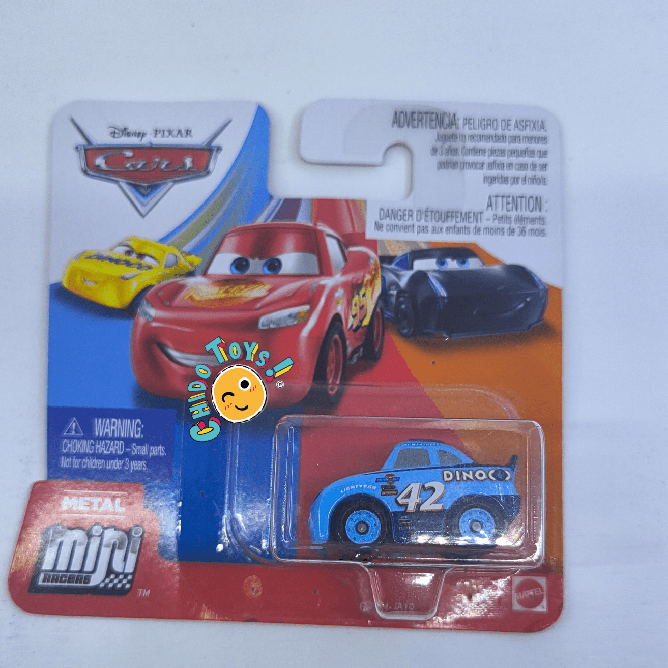 Set 3 Mini Racers 2019 Dinoco: The King 43, Chick Hicks 86 y Cal Weathers 42 (Metal/Metal) - Chido Toys