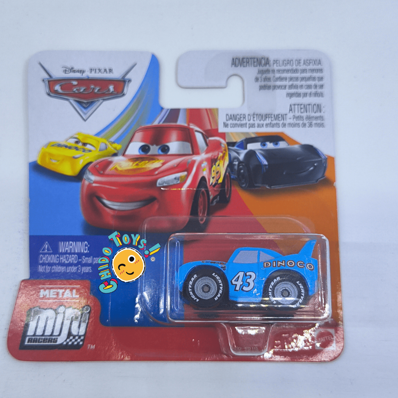 Set 3 Mini Racers 2019 Dinoco: The King 43, Chick Hicks 86 y Cal Weathers 42 (Metal/Metal) - Chido Toys