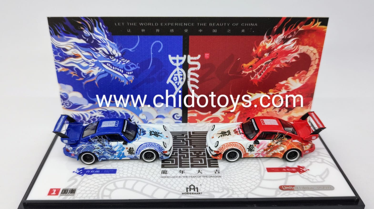 SET Autos a escala marca MODERNART Modelo RWB Año del Dragón - Chido Toys