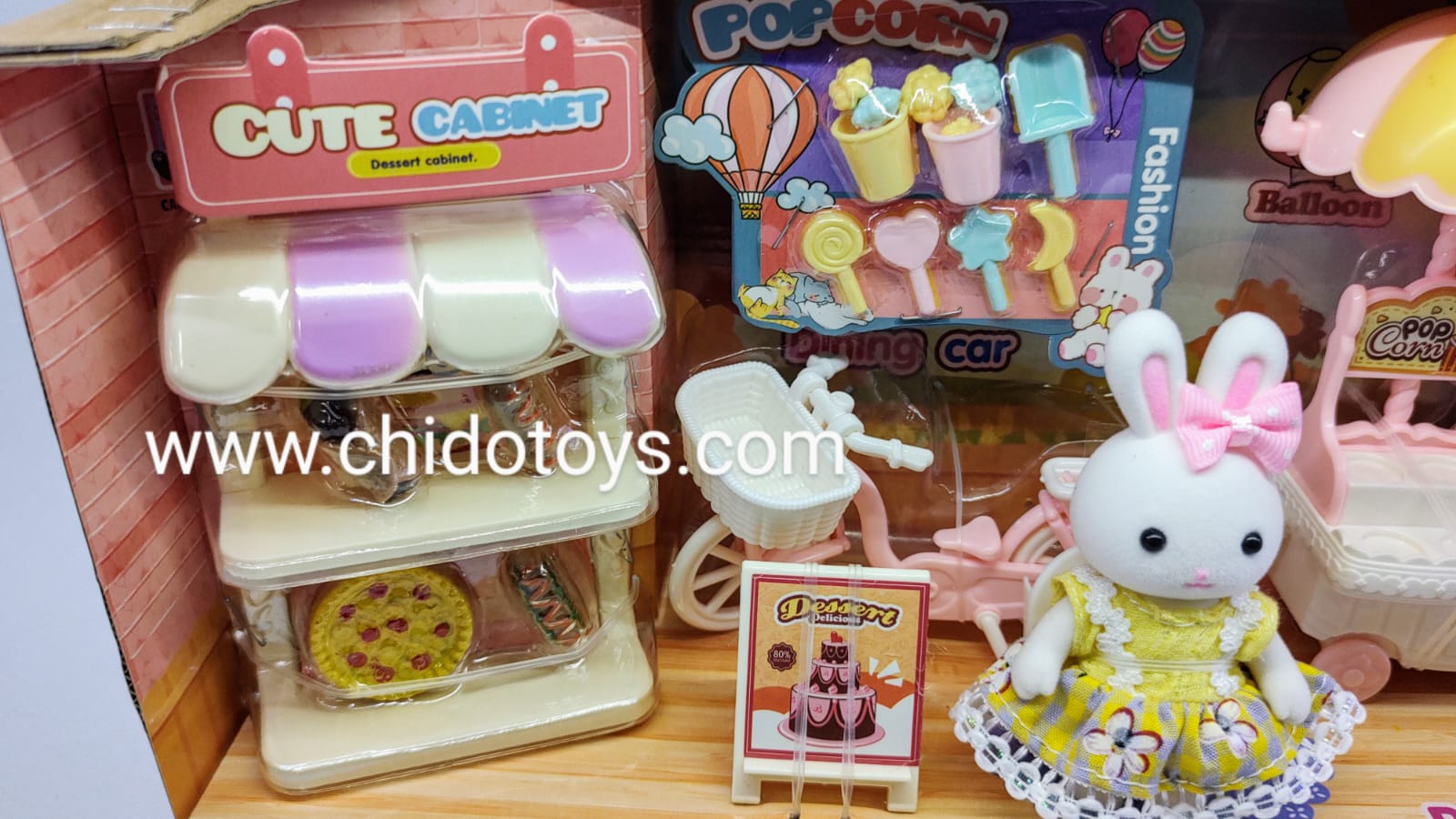 SET CONEJITA CON ACCESORIOS (BICICLETA) - Chido Toys