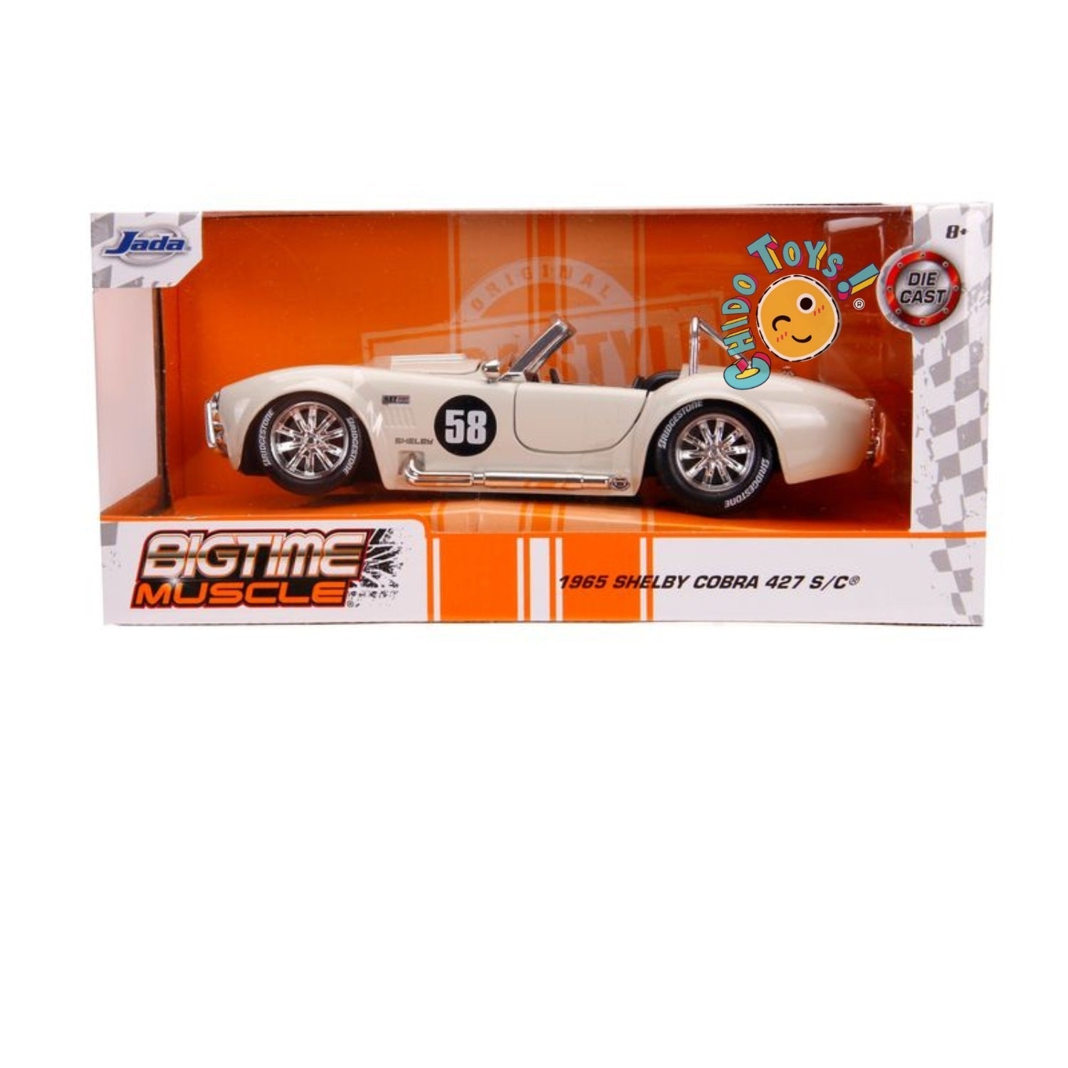 Shelby Cobra 427 S/C 1965, escala 1:24 de Jada - Poder Clásico para Regalo o Colección - Chido Toys