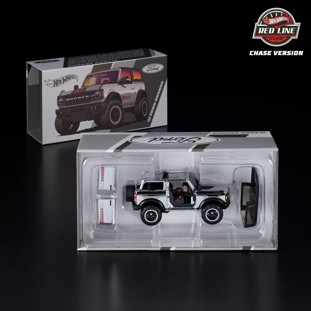 Hot Wheels RLC 2021 Ford Bronco CHASE 1:64 acabado cromado con piezas removibles