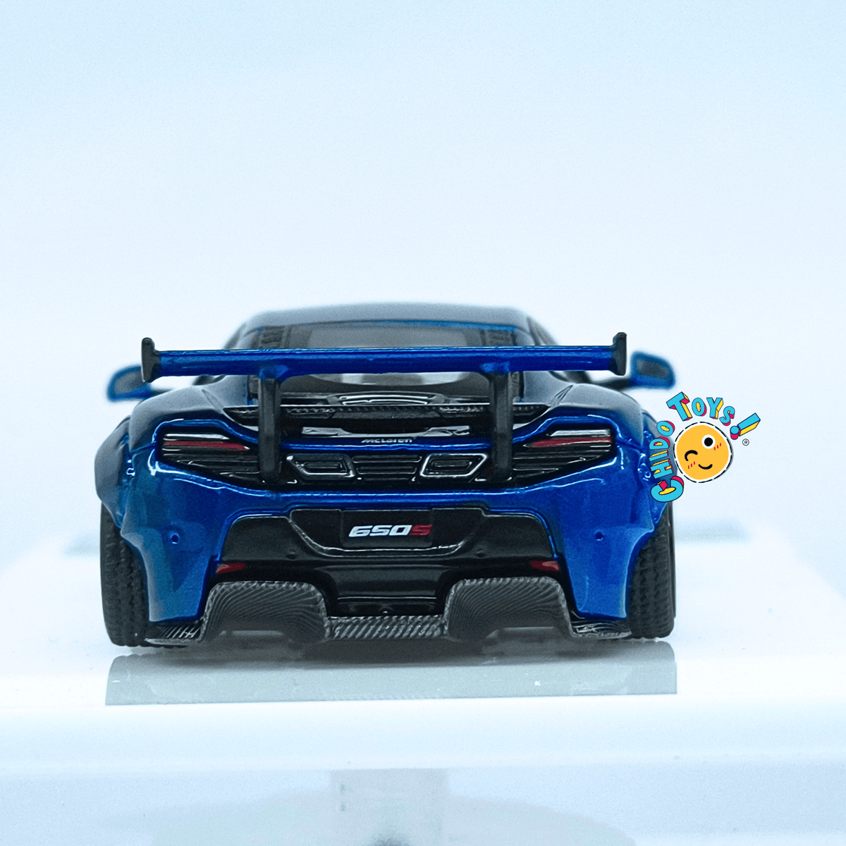 Star Model McLaren 650S Liberty Walk oficial 1:64 azul metálico con llantas adicionales - Chido Toys
