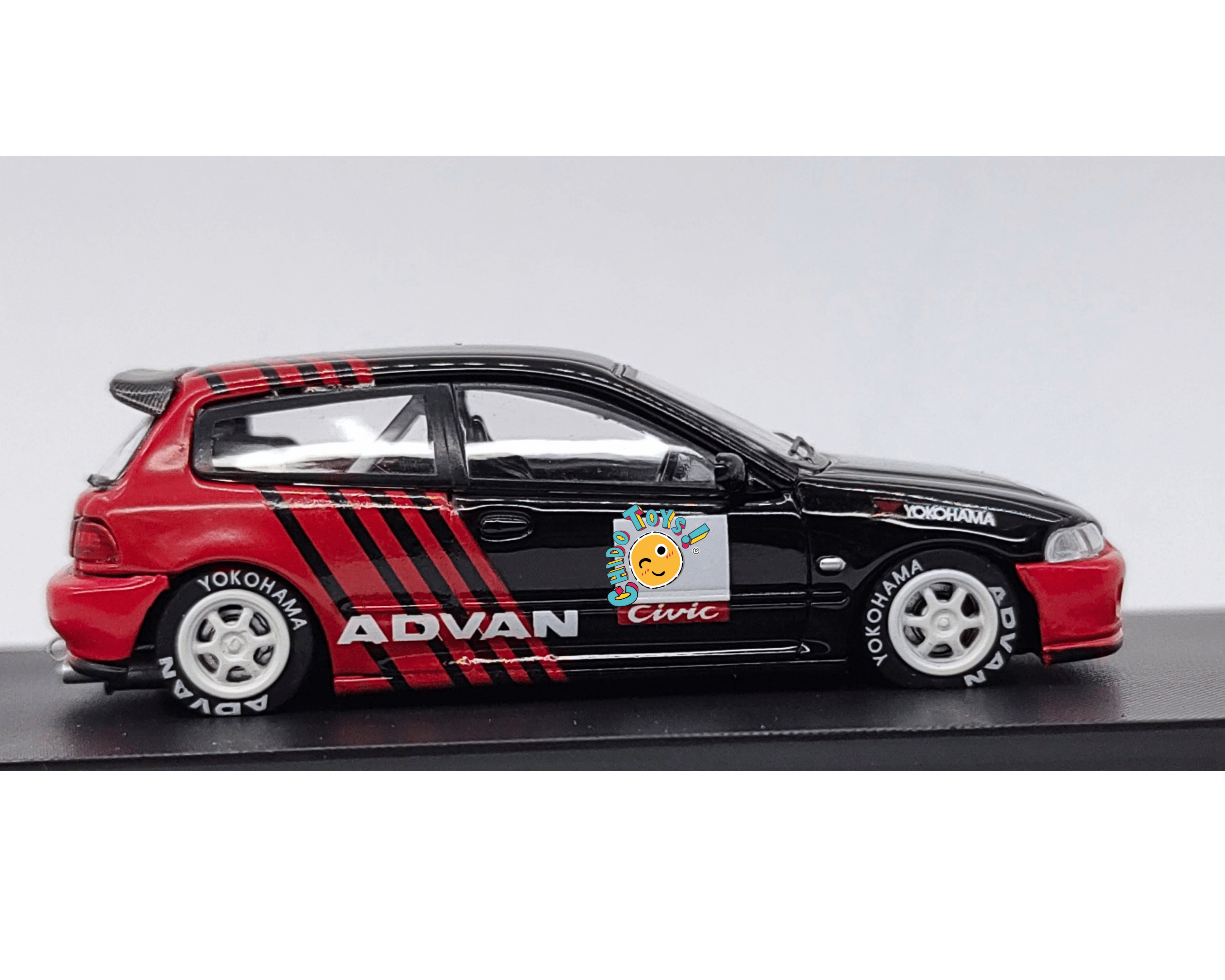 Street Warrior Honda Civic EG6 1:64 Advan negro rojo racing - Chido Toys