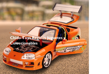 Cargar imagen en el visor de la galería, Auto a escala marca Jada, Modelo Toyota Supra con Iluminación Led y Figura de Brian
