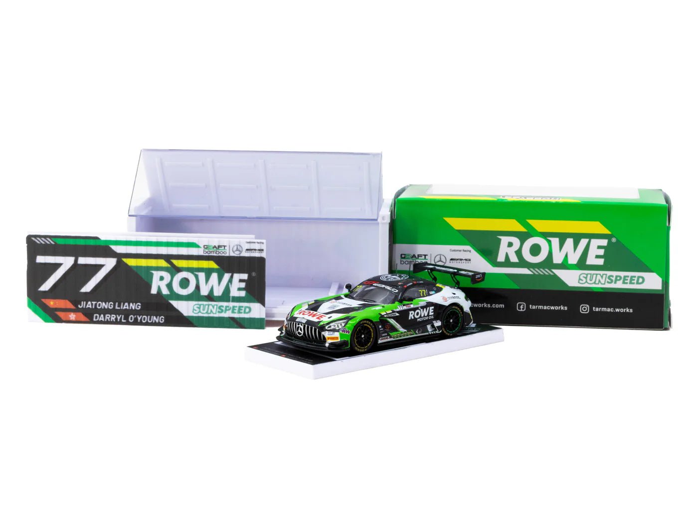 Tarmac Works Mercedes - AMG GT3 ROWE Racing 1:64 con contenedor - Chido Toys