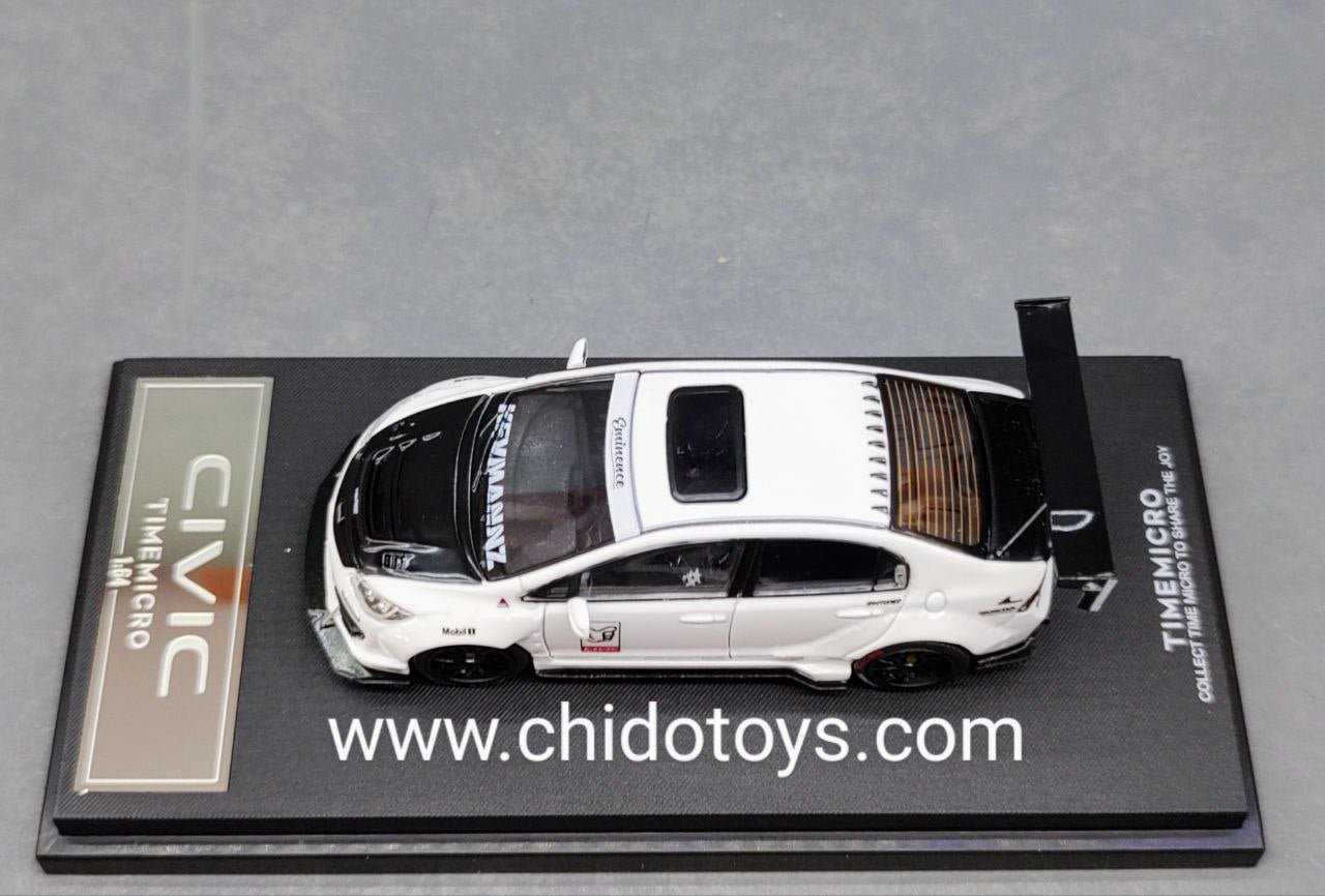 Time Micro Honda Civic Widebody Blanco 1:64 con Capelo - Chido Toys