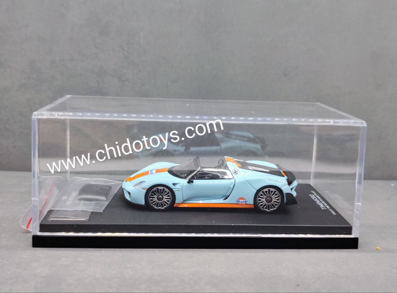 Time Micro Porsche 918 Spyder Gulf 1:64 con capelo y figurilla - Chido Toys