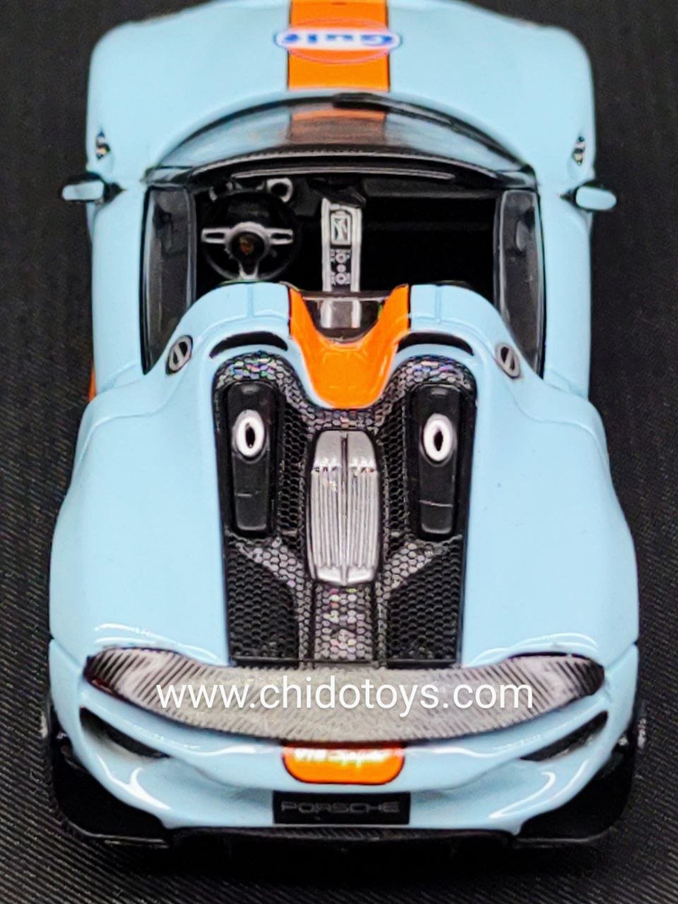 Time Micro Porsche 918 Spyder Gulf 1:64 con capelo y figurilla - Chido Toys