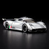 Hot Wheels RLC Pagani Huayra R 1:64 Pearl Silver, Real Riders y cubierta trasera desmontable con motor V12-R detallado.