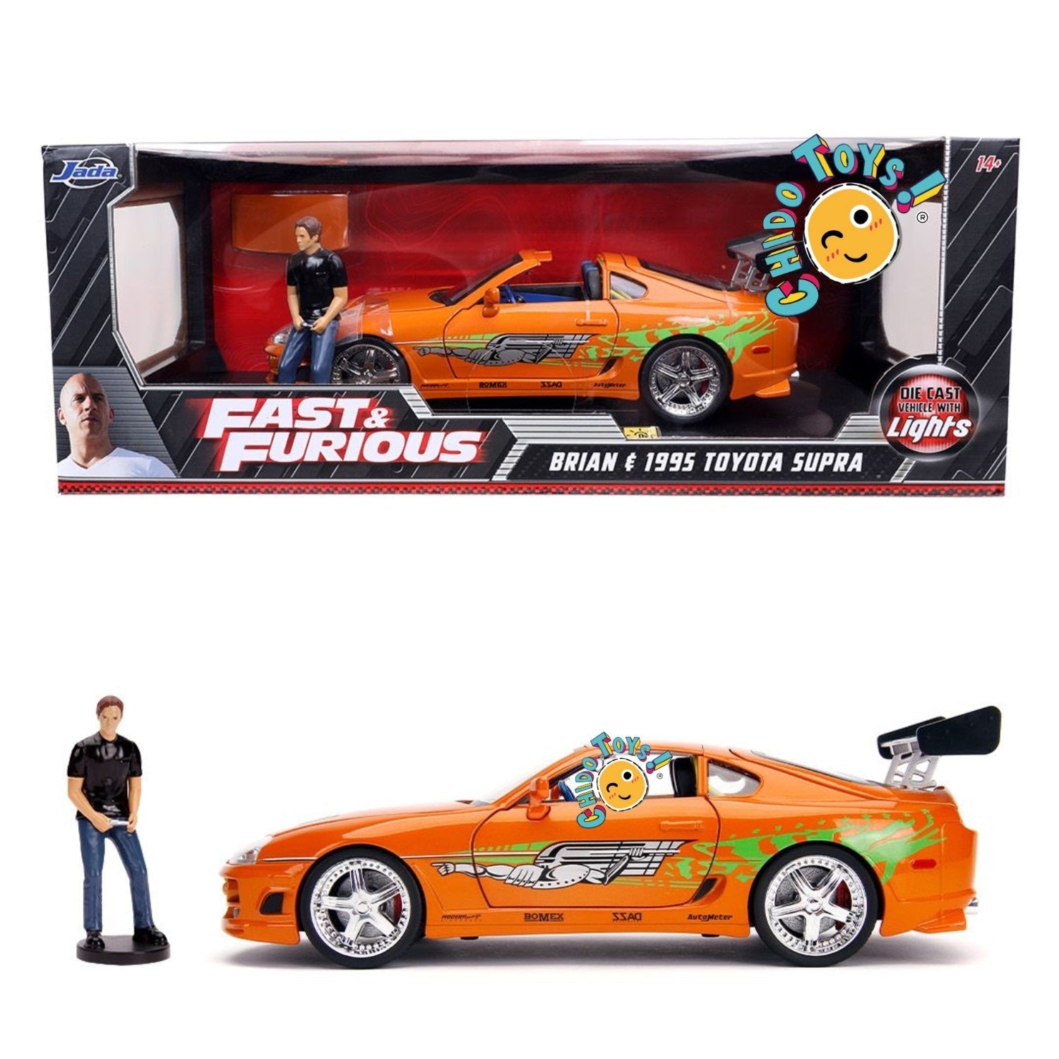 Toyota Supra escala 1:18 con Iluminación LED de Jada - El Deportivo que Hará Brillar Tu Colección - Chido Toys