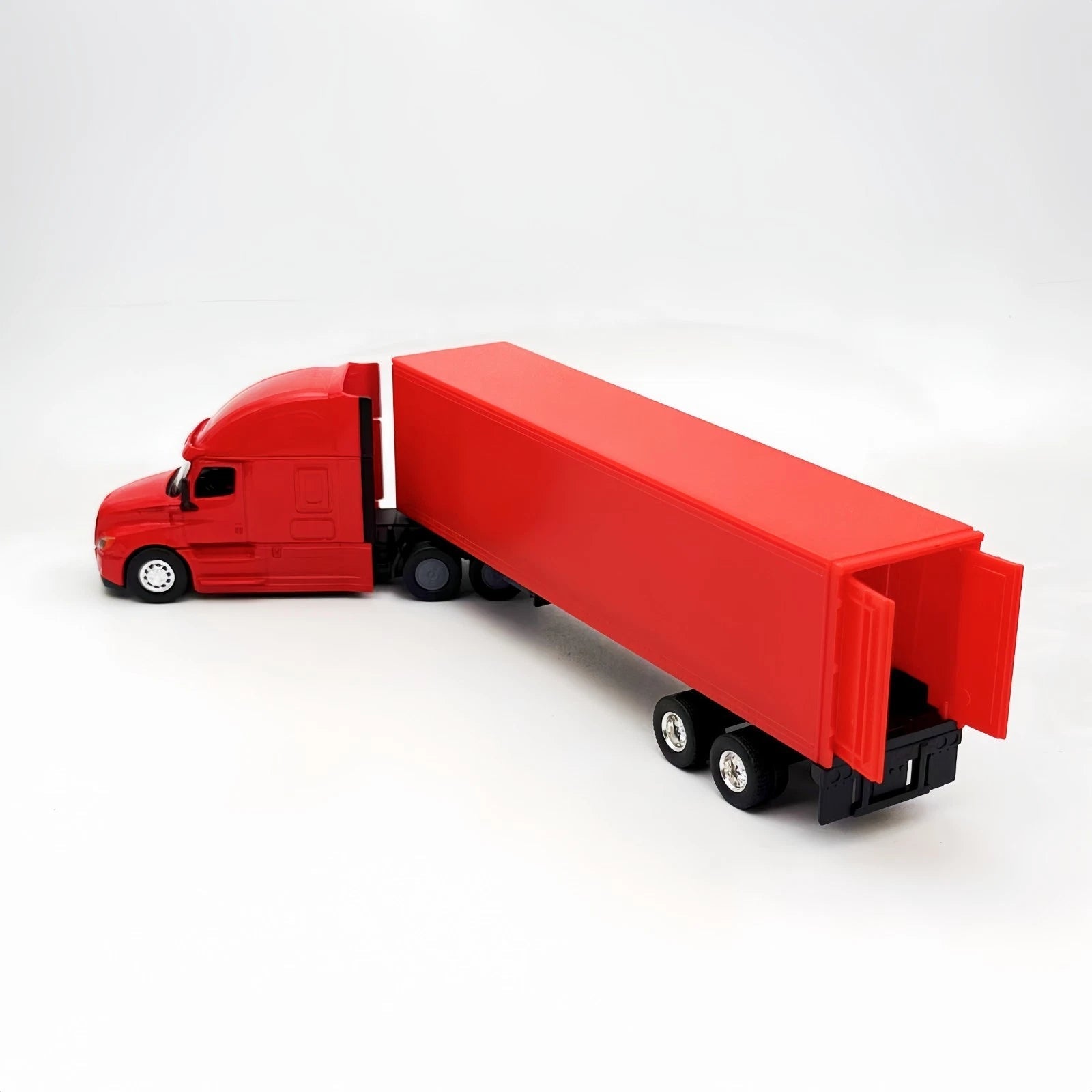 Trailer Freightliner Cascadia Rojo con caja seca – Welly 1:64 | Metal, llantas de goma, puertas funcionales - Chido Toys
