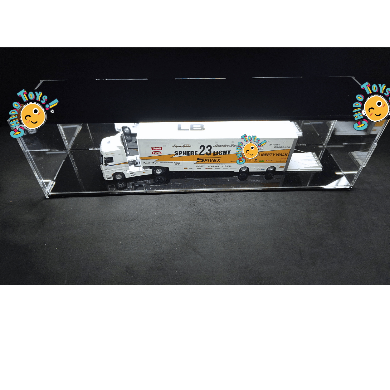 Vitrina Acrílica con Iluminación LED para Tráilers Escala 1/64 – Fabricación Mexicana - Chido Toys
