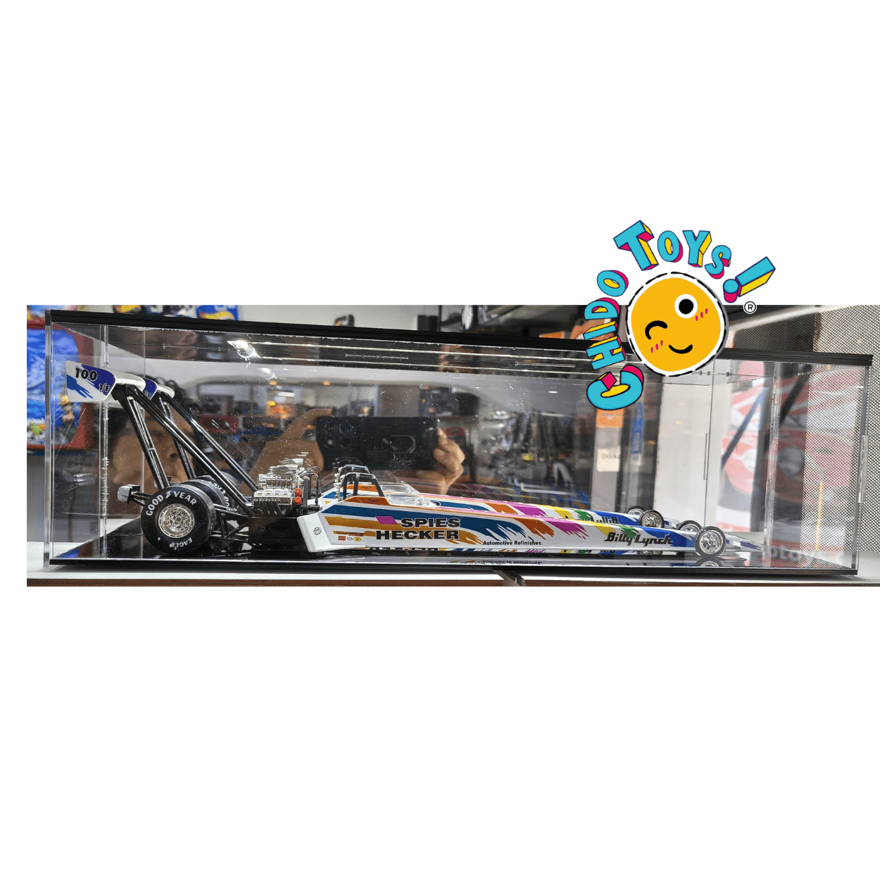 Vitrina Acrílica con Iluminación LED para Tráilers Escala 1/64 o Dragster 1/18 – Fabricación Mexicana - Chido Toys