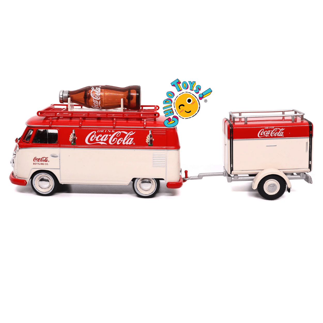 Volkswagen T1 Kombi 1960 Coca - Cola con Remolque – Escala 1:43 Diecast - Chido Toys