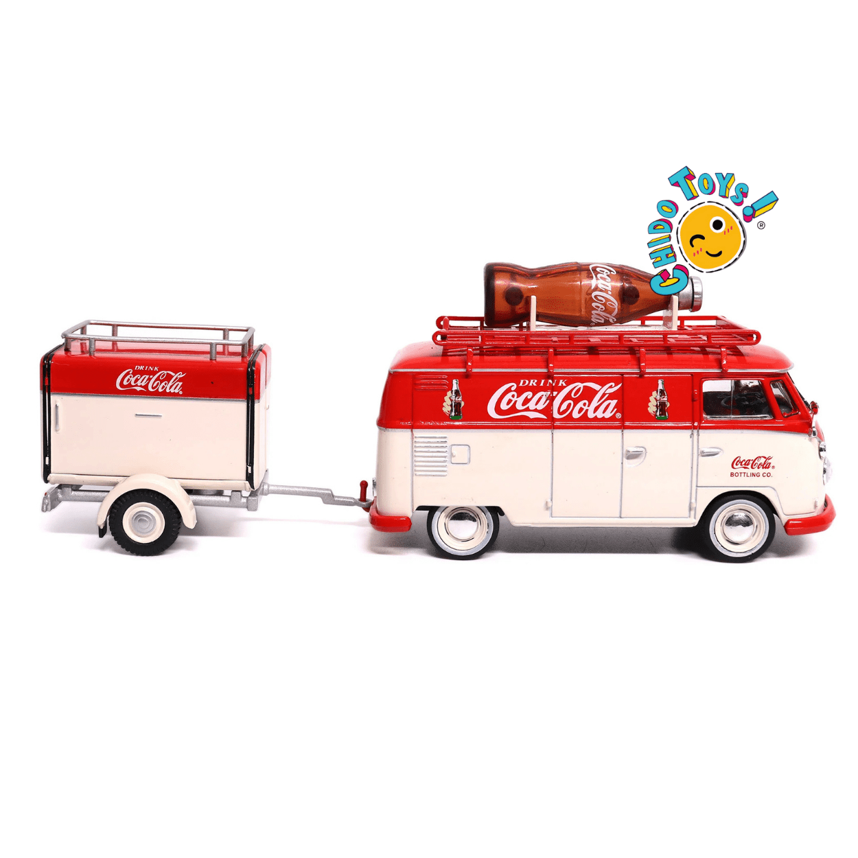 Volkswagen T1 Kombi 1960 Coca - Cola con Remolque – Escala 1:43 Diecast - Chido Toys