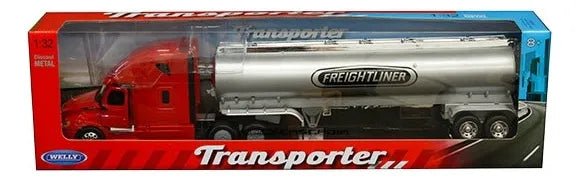 Welly Freightliner cisterna 1:32 rojo, puertas funcionales - Chido Toys